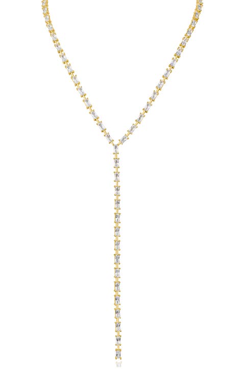Emerald Cut Cubic Zirconia Bar Y-Necklace