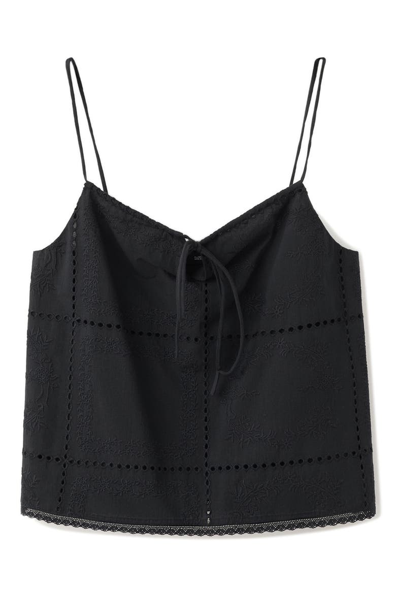 Embroidered Cotton Top, Main, color, BLACK