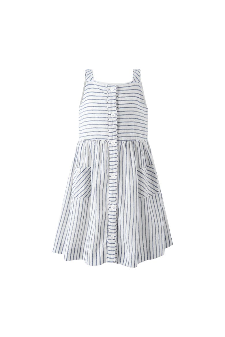 Stripe Button Front Sundress, Main, color, Navy