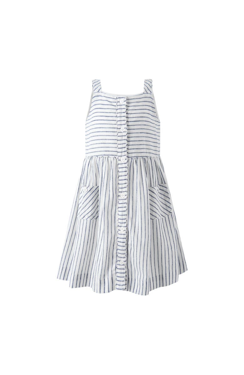Rachel Riley Stripe Button Front Sundress, Main, color, Navy