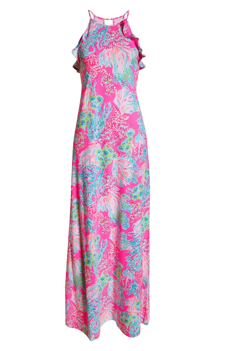 Lilly Pulitzer<sup>®</sup> Lilly Pulitzer Billie Floral Halter Neck Pima Cotton Dress, Alternate, color,