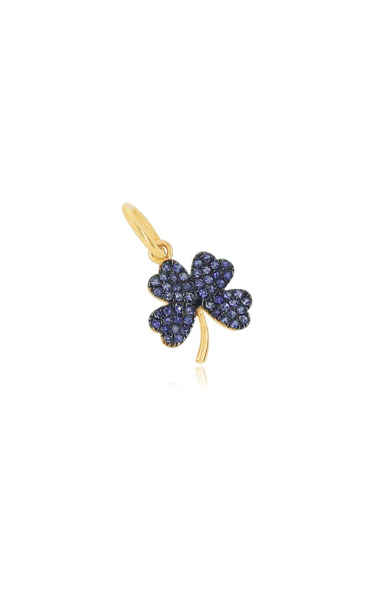 The Lovery Fine Jewelry Blue Sapphire Clover Charm, Main, color, Blue Sapphire