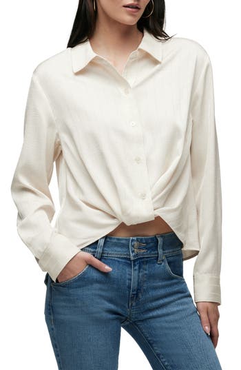 Hudson Jeans Knot Front Button-down Shirt In White