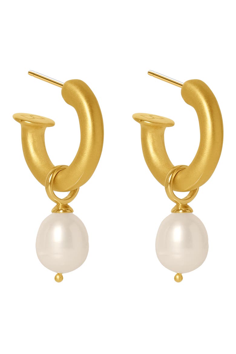 Siena Baroque Freshwater Pearl Drop Hoop Earrings, Alternate, color, PEARL/GOLD