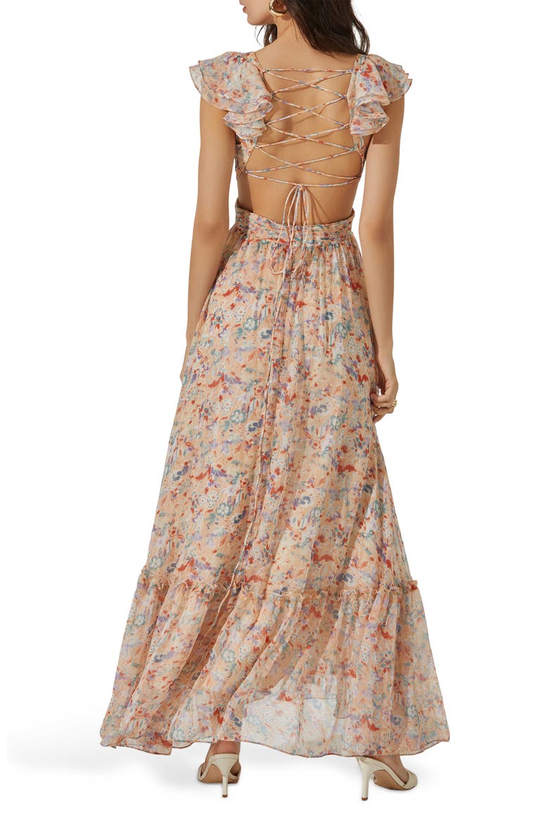 Primrose Floral Maxi Dress, Alternate, color, PEACH MULTI FLORAL