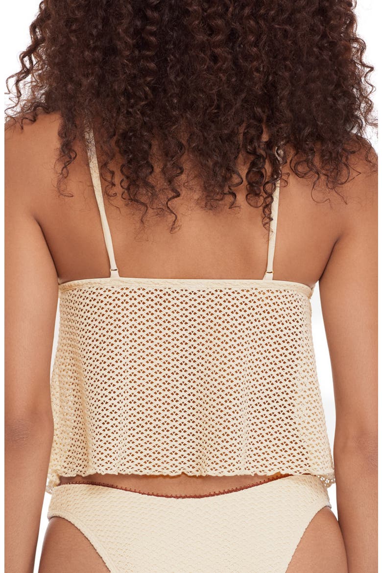 Tie Front Split Front Crop Tankini Top, Alternate, color, PEARL