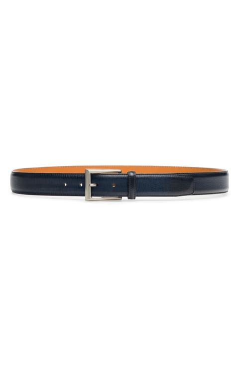 Rocas Navy Pebbled Leather Belt