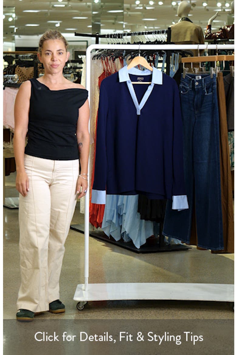 Contrast V-Neck Long Sleeve Top video