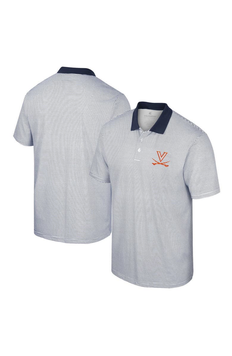 COLOSSEUM Men's Colosseum White/Navy Virginia Cavaliers Print Stripe Polo, Main, color, White