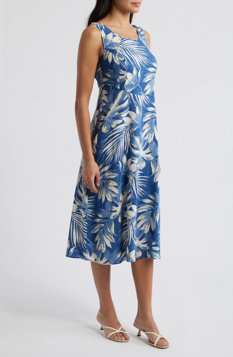 Connected Apparel Lace Up Back Sleeveless Midi Dress, Alternate, color, Demin