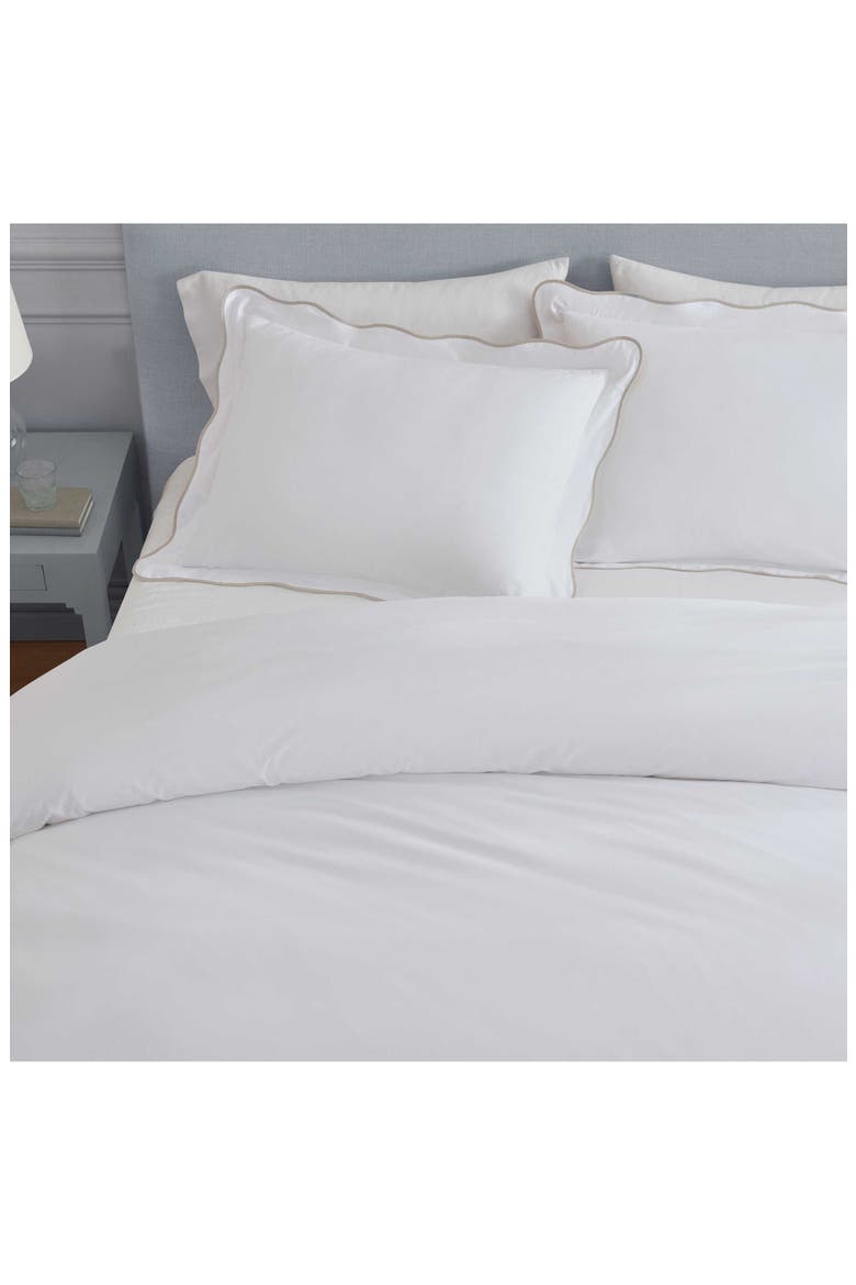 Simple Scallop Cotton Percale Duvet Set, Alternate, color, WHITE/ FEATHER