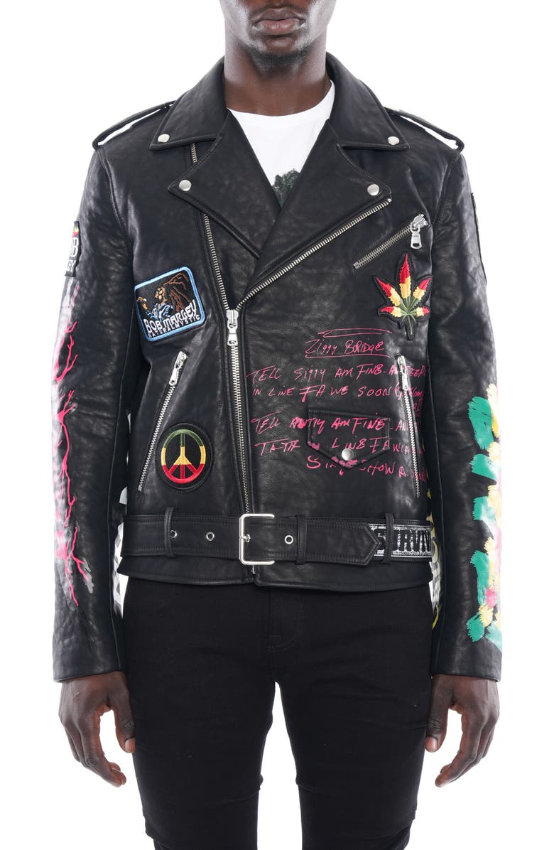 Cult of Individuality Leather Moto Jacket, Main, color, 