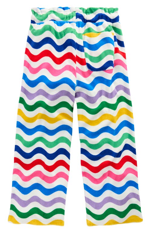 Shop Mini Boden Kids' Wave Stripe Terry Cloth Pull-on Pants In White Multi Wave