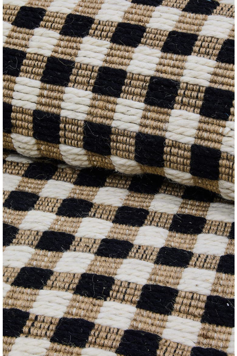 Natural Black & White Checked Rug, Alternate, color, BEIGE