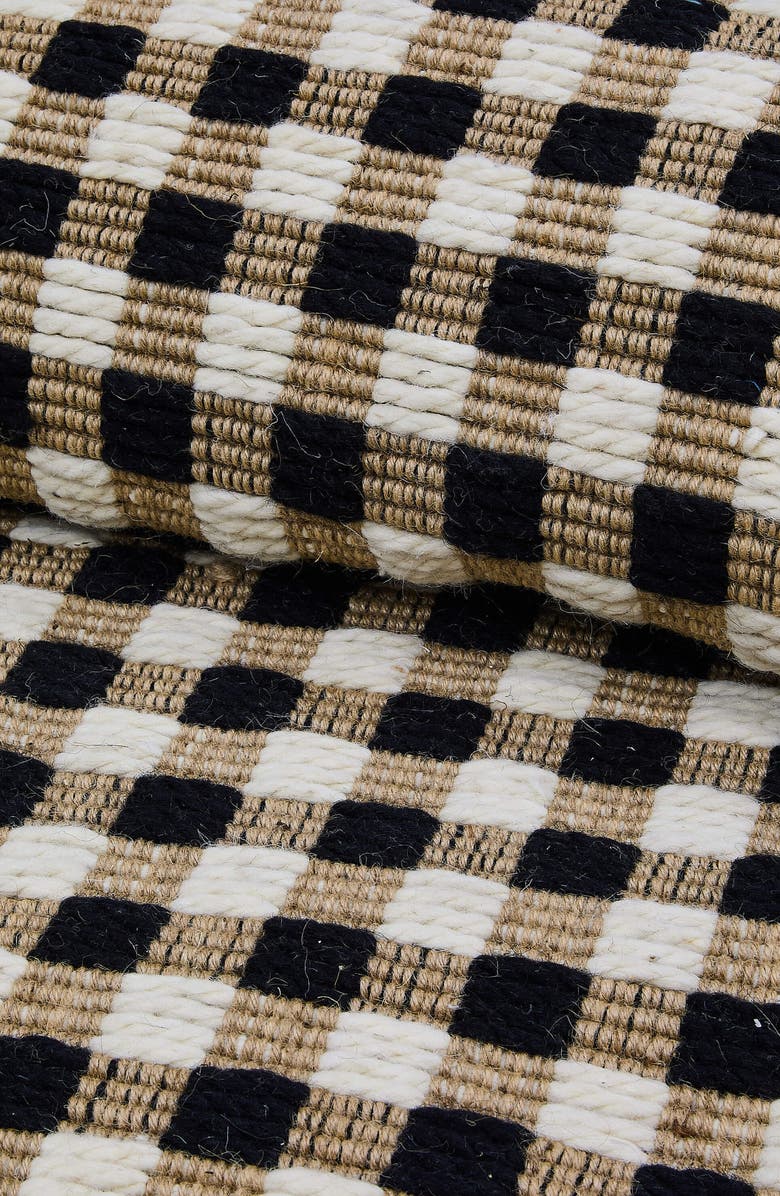 MACKENZIE CHILDS Natural Black & White Checked Rug, Alternate, color, Beige