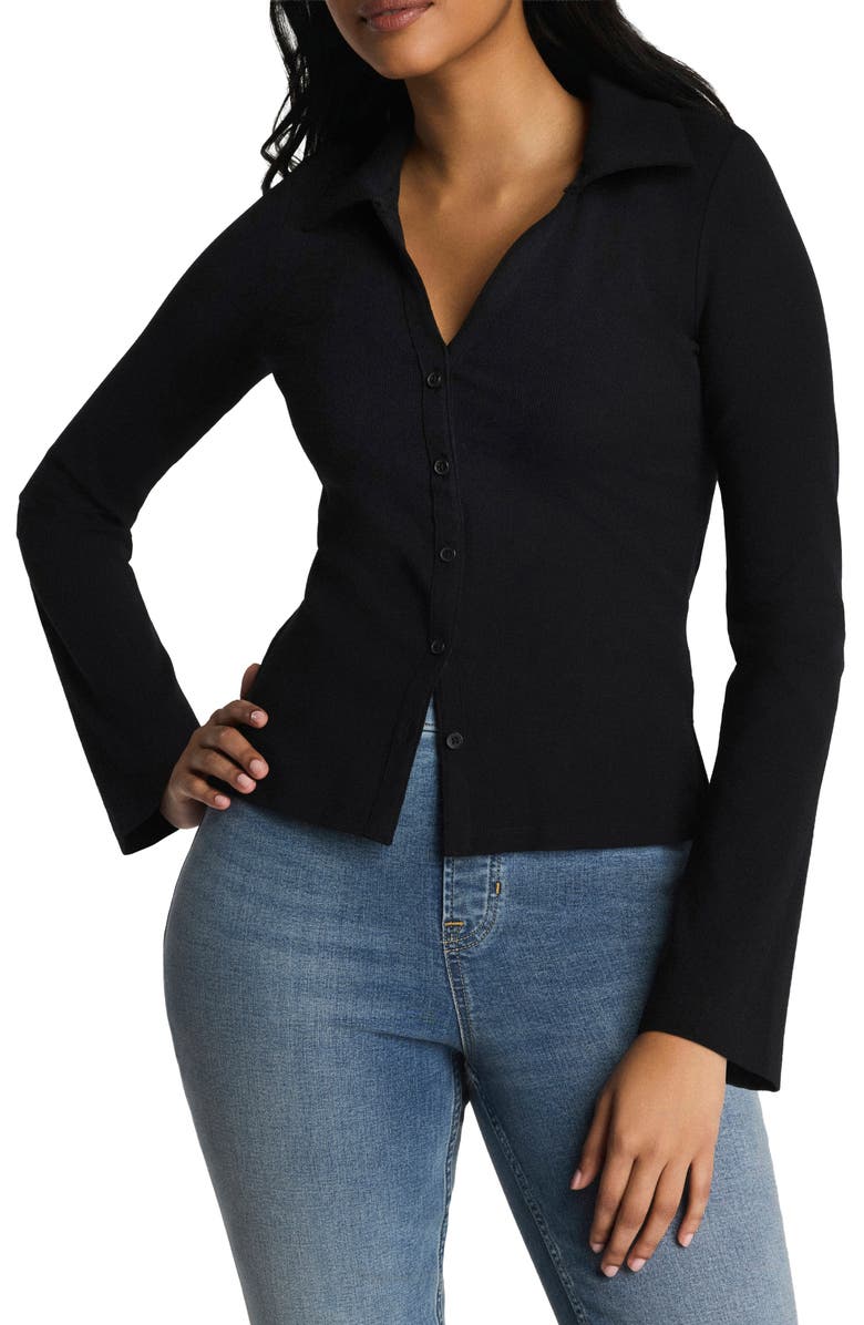SPANX<sup>®</sup> Knit Button-Up Shirt, Main, color, Classic Black