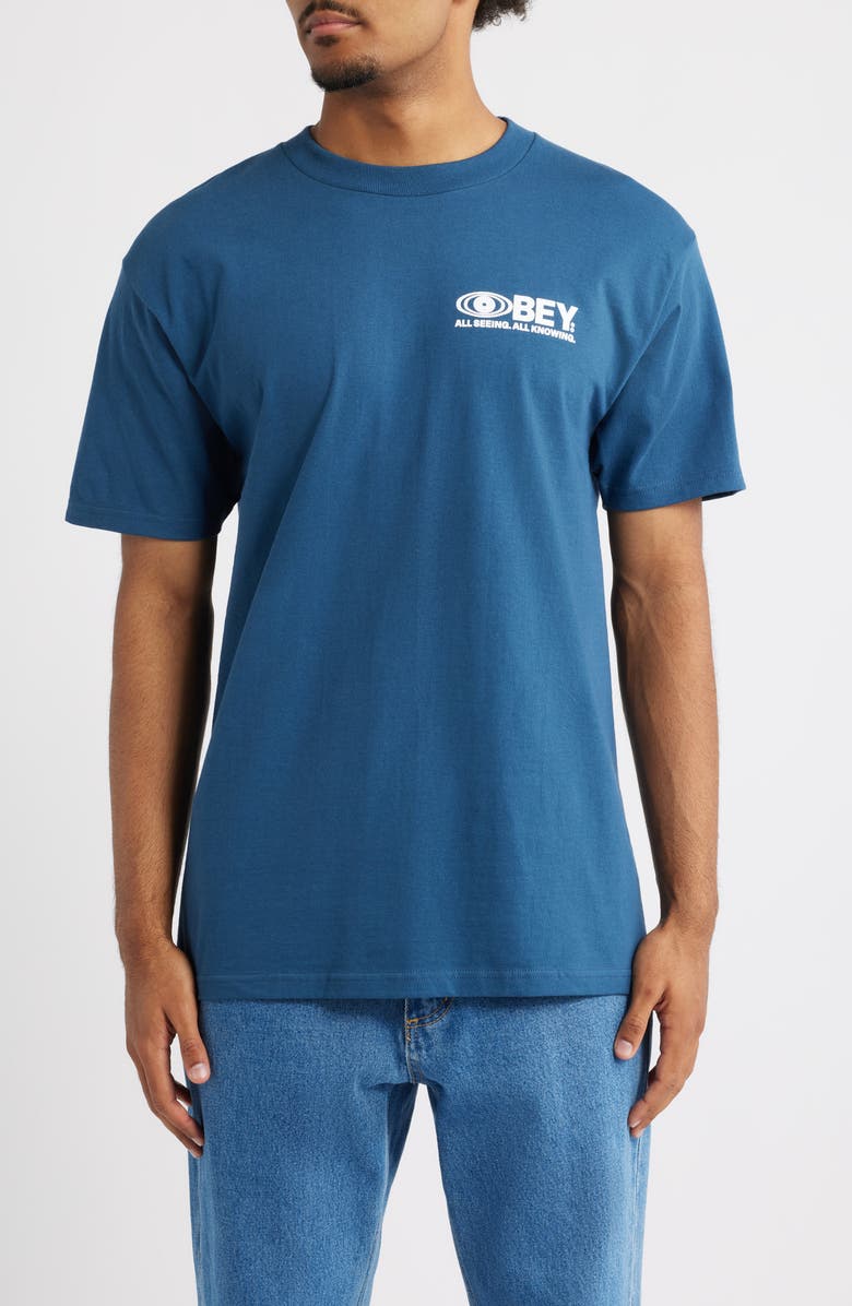 Obey All Seeing Cotton Graphic T-Shirt, Main, color, Harbor Blue