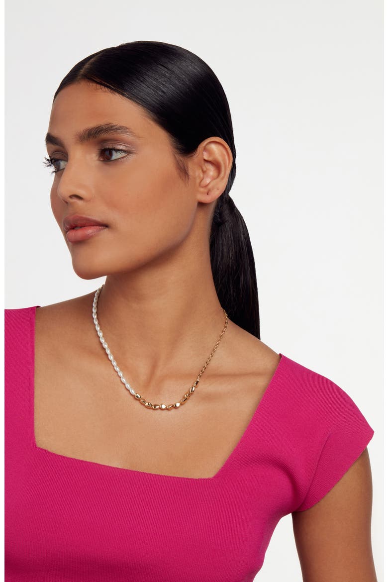 Ilenie Imitation Pearl Necklace, Alternate, color, GOLD TONE/ PEARL