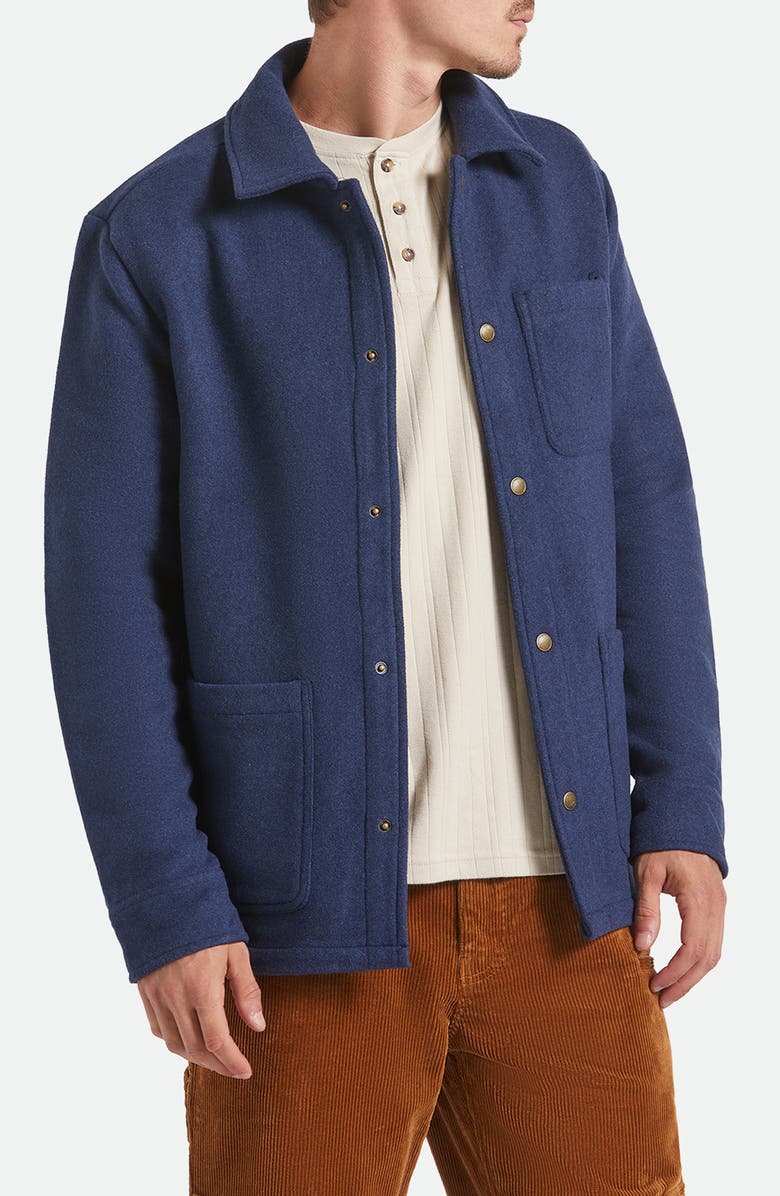 Brixton Shop Melton Snap-Up Chore Coat, Main, color, Mood Indigo