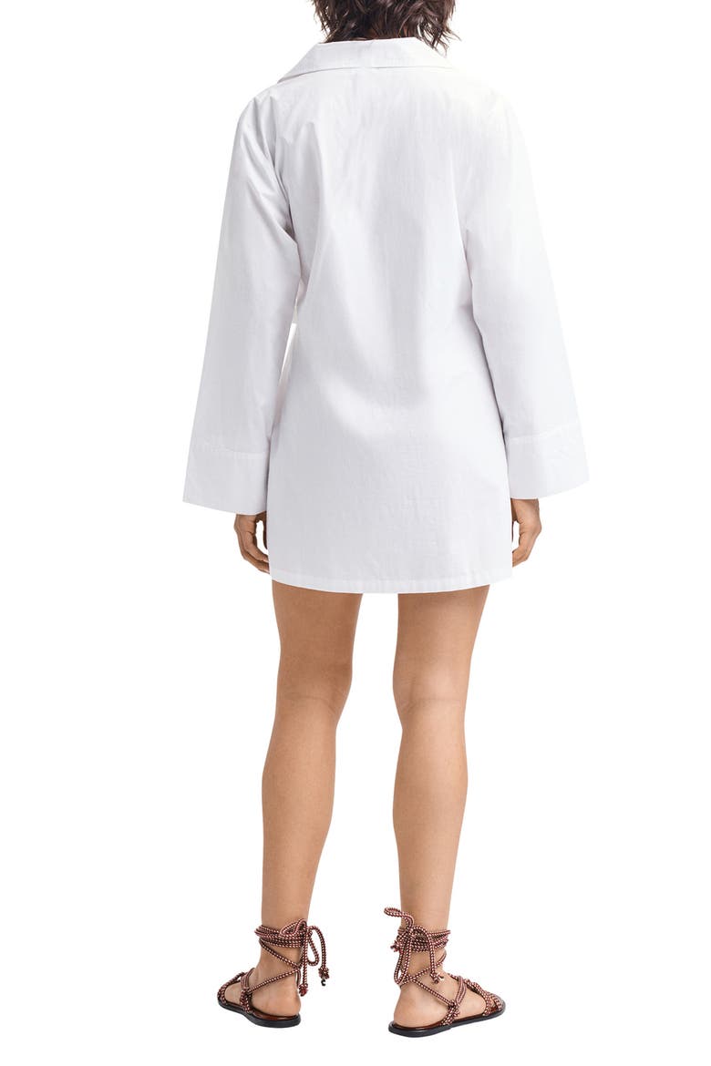 Elodie Long Sleeve Organic Cotton Wrap Cover-Up Dress, Alternate, color, WHITE