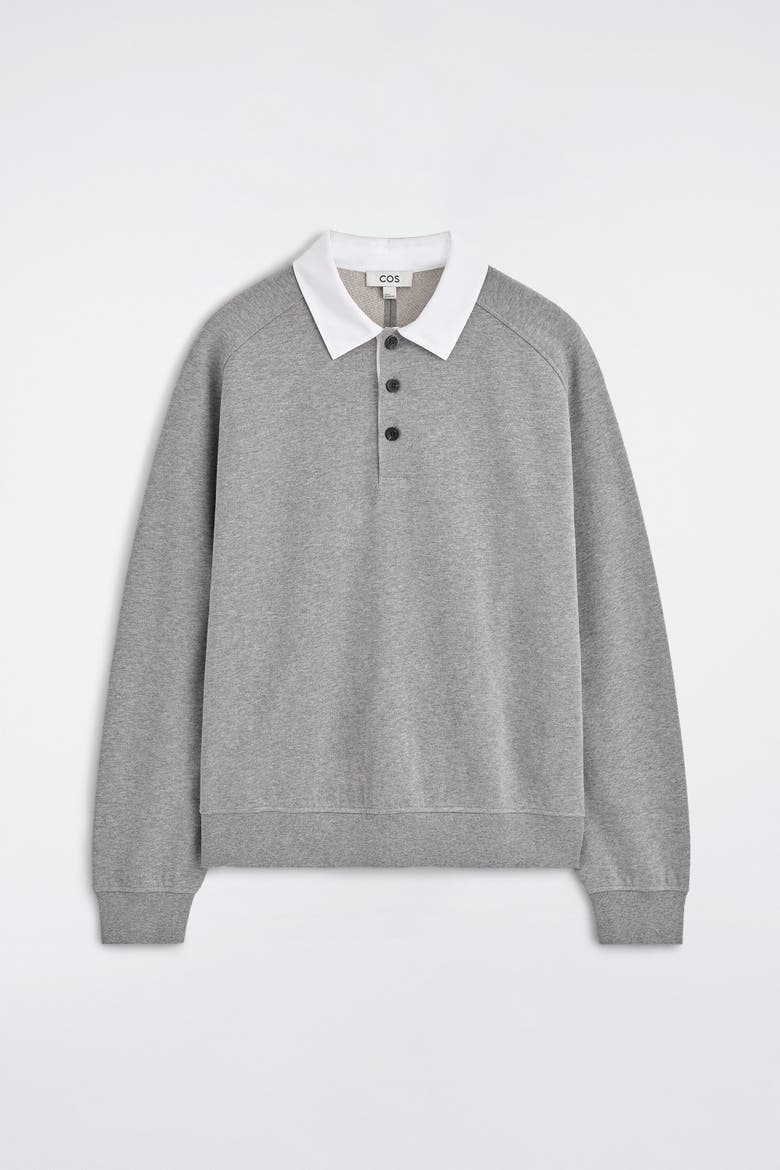 Contrast-collar Jersey Polo Shirt, Alternate, color, GRAY MÉLANGE