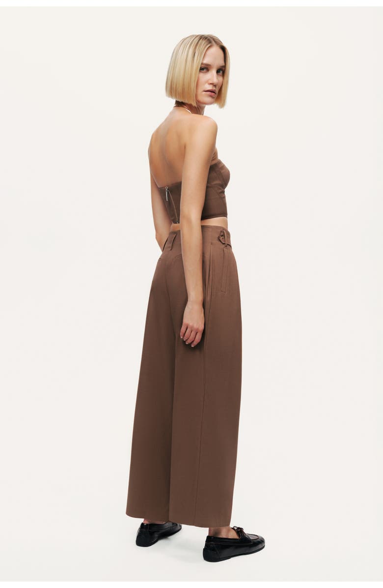 Nocturne Pleated Tapered Crop Pants, Alternate, color, Brown
