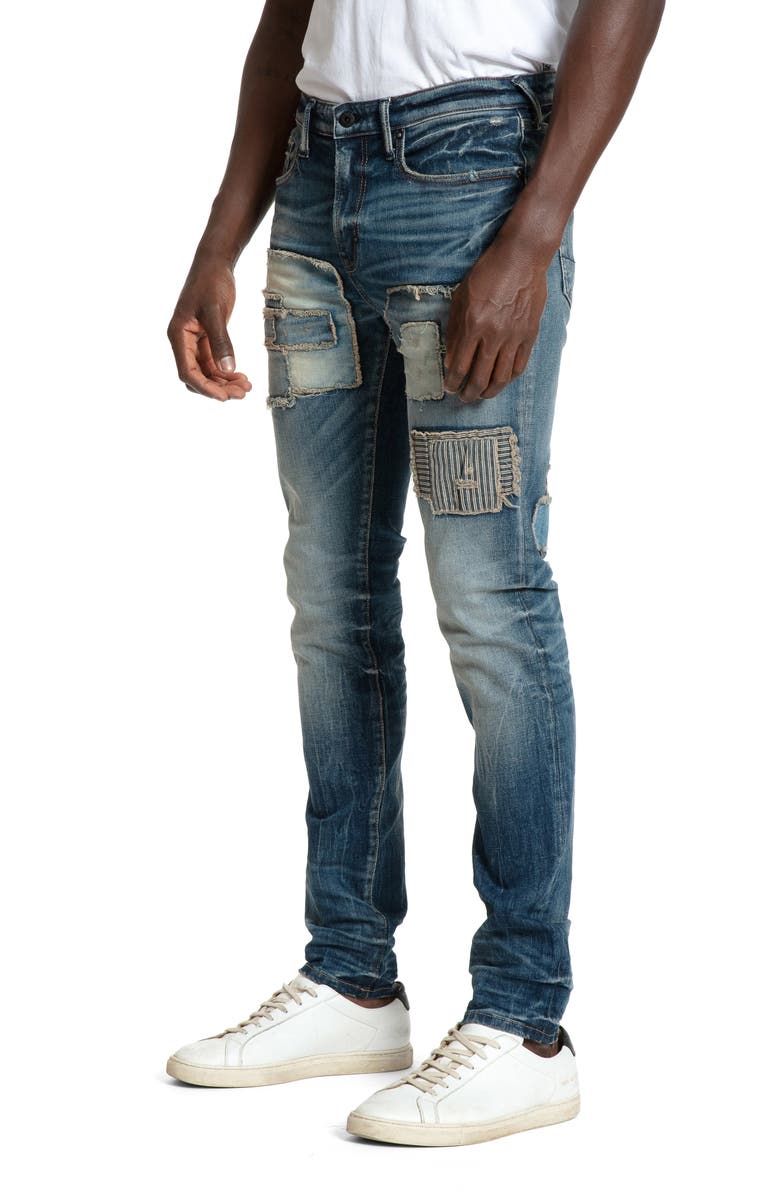 PRPS Sacred Patchwork Distressed Stretch Tapered Skinny Jeans, Alternate, color,