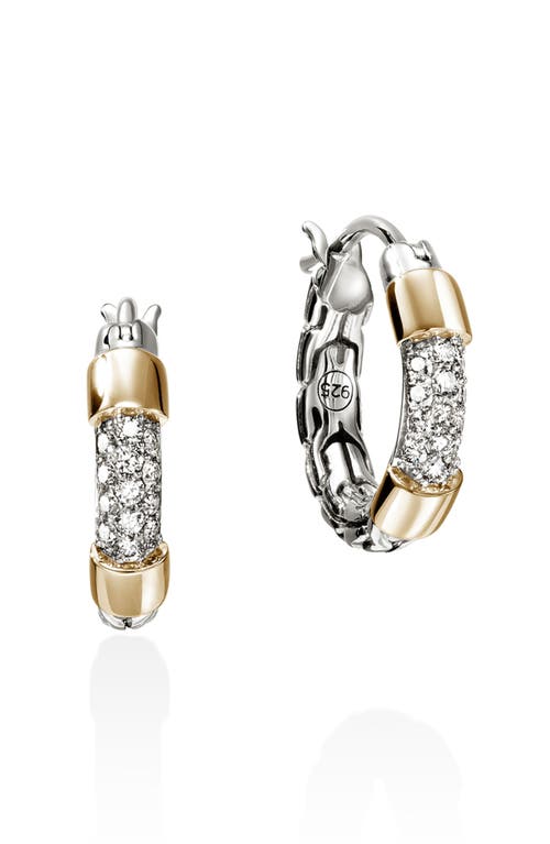 John Hardy Chain-link Hoop Earrings In Silver And Gold White Diamond