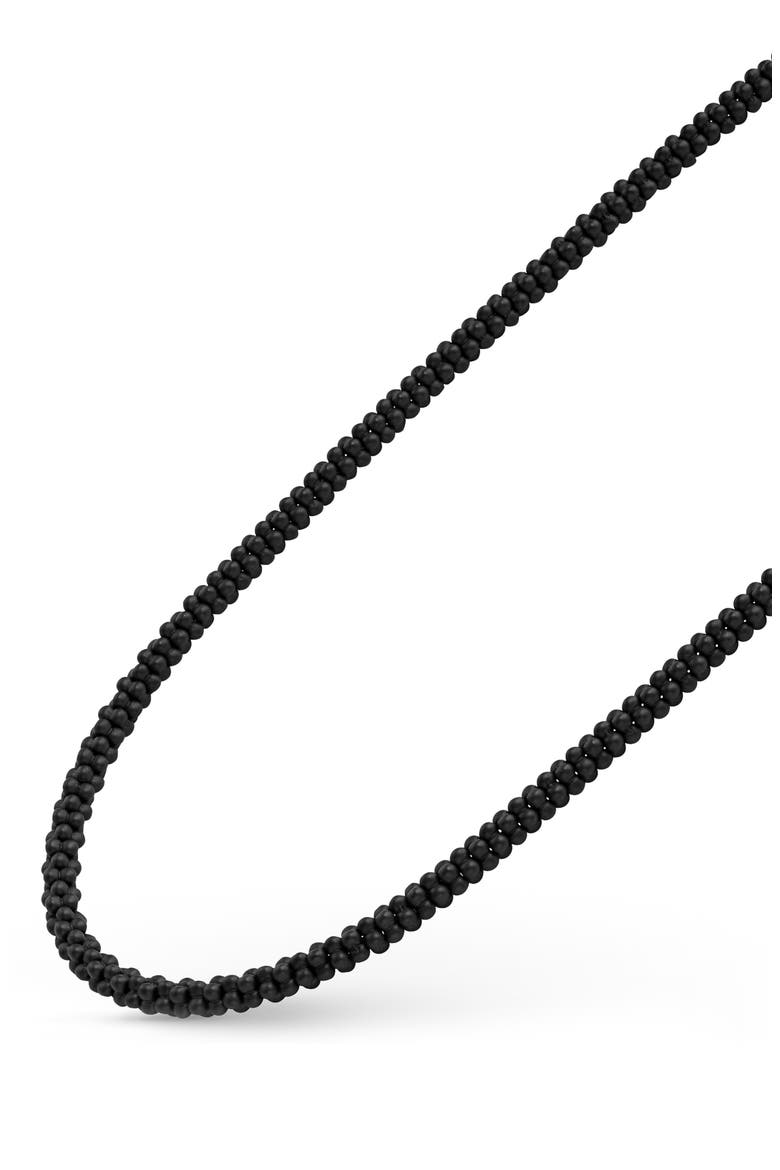 Matte Black Caviar Ceramic Beaded Necklace, Alternate, color, BLACK