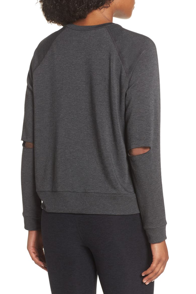 Slashes Raglan Sleeve Sweater, Alternate, color, CHARCOAL HEATHER