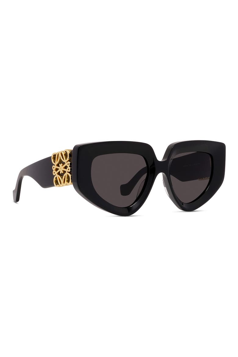 Anagram 51mm Geometric Sunglasses, Alternate, color, SHINY BLACK / SMOKE