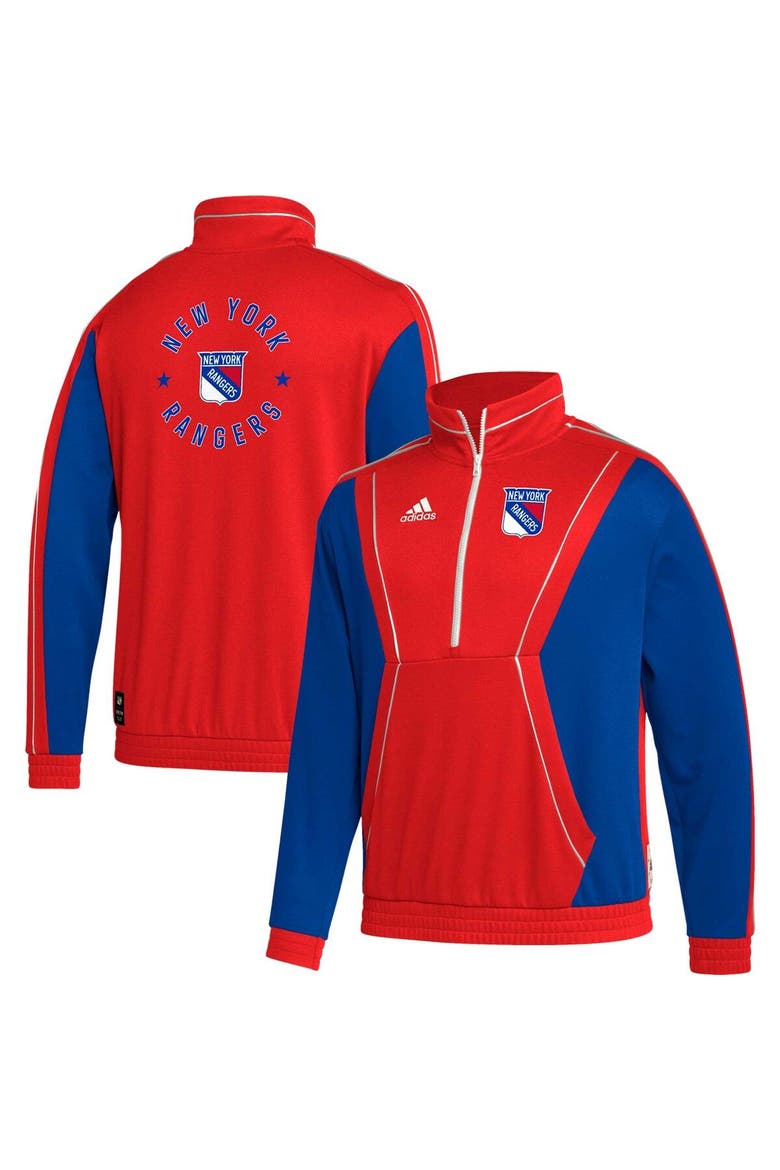 Men's adidas Red New York Rangers Team Classics Half-Zip Jacket, Main, color, Red
