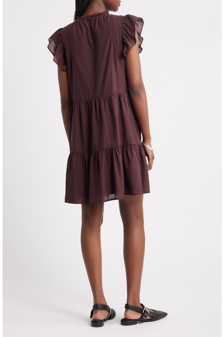 Tiered High Neck Shift Minidress, Alternate, color, BURGUNDY FUDGE