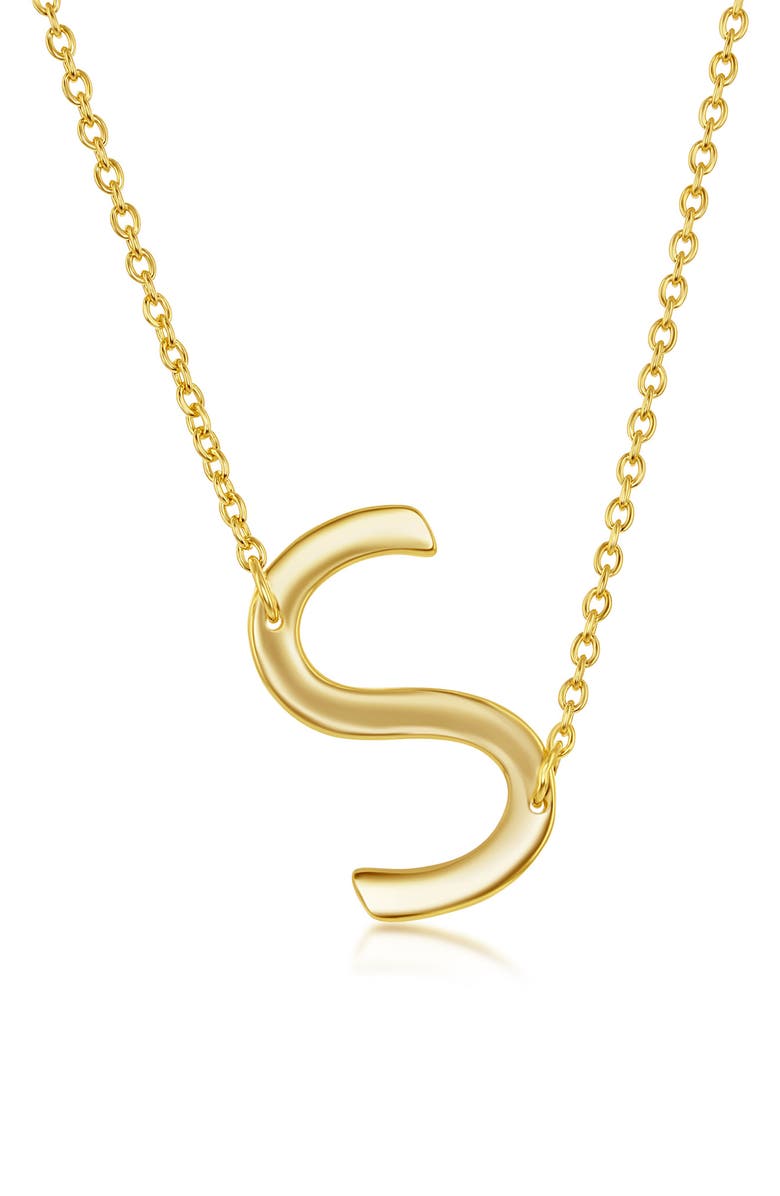 SIMONA Gold Plated Sterling Silver Sideways Initial Necklace, Main, color, Gold - S