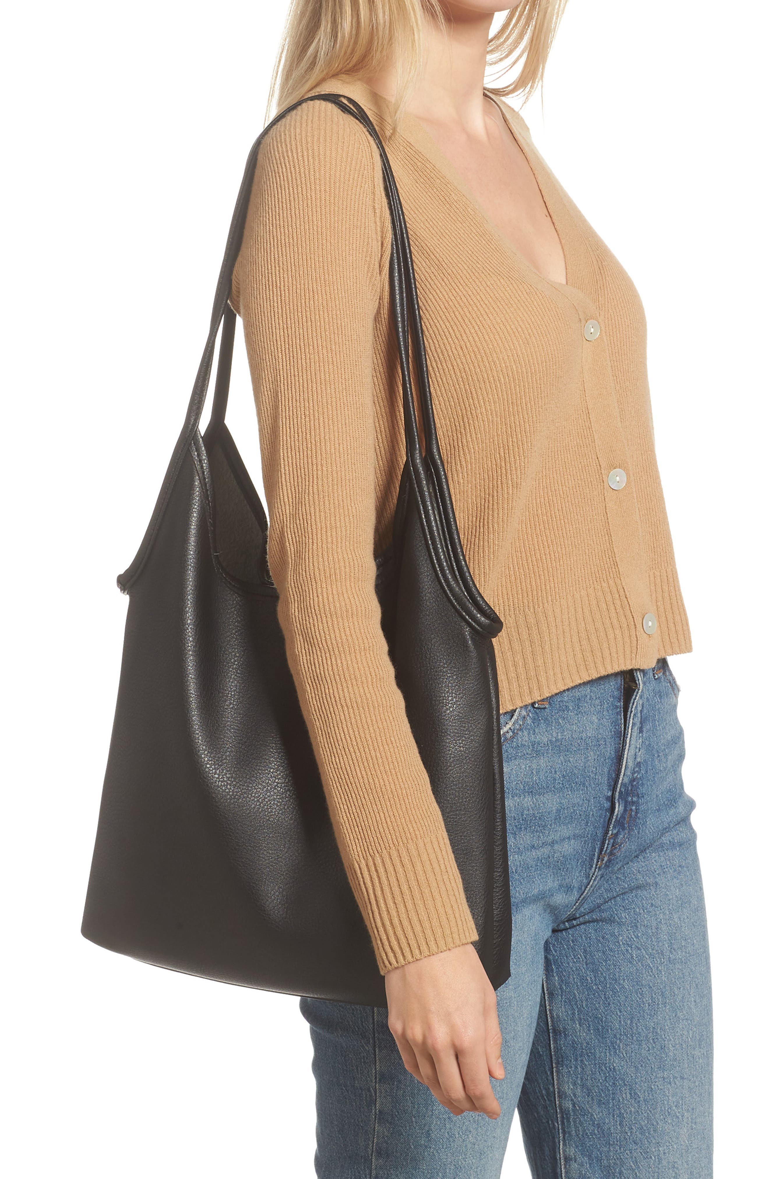 Street Level Slouchy Faux Leather Tote, Alternate, color, 