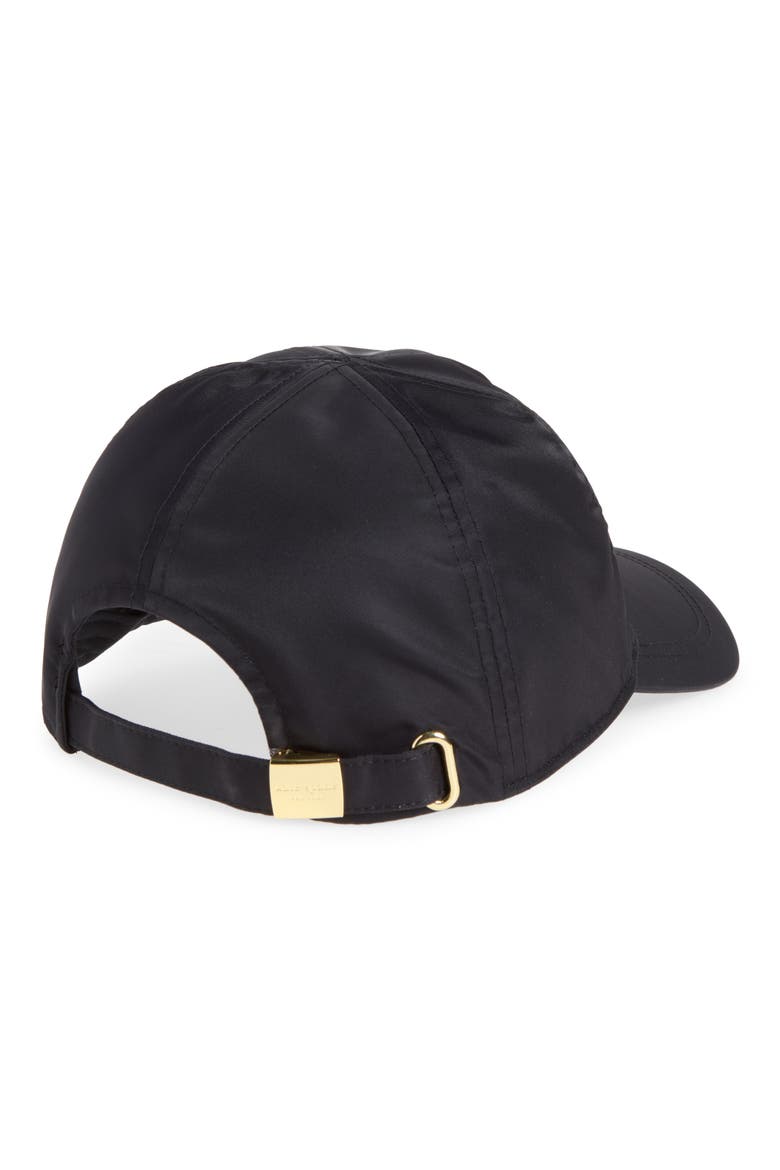 embossed spade nylon baseball cap, Alternate, color, BLACK