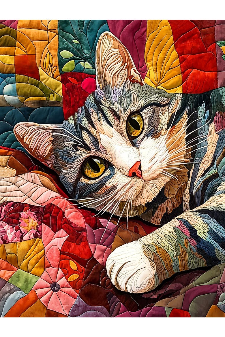 Quilted Kitty 500 piece Jigsaw Puzzle for Adults Large Pieces, Alternate, color, Multicolor