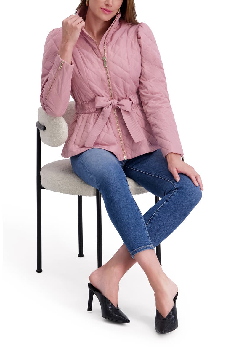 Quilted Peplum Jacket, Alternate, color, ROSE