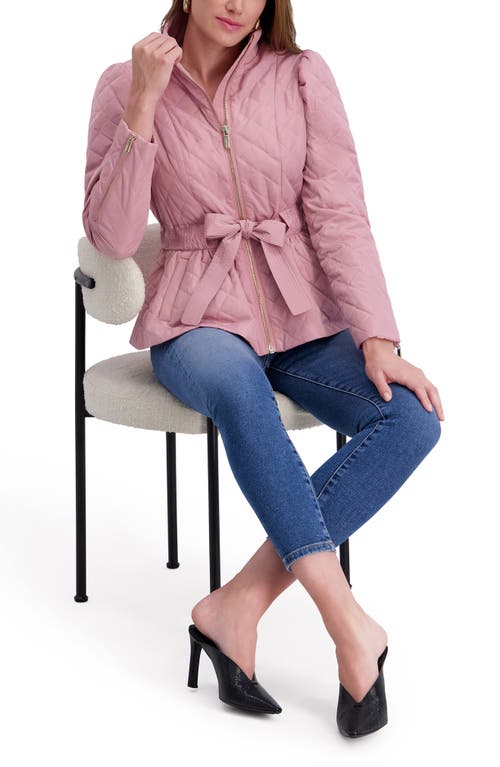 Kensie Quilted Peplum Jacket In Pink