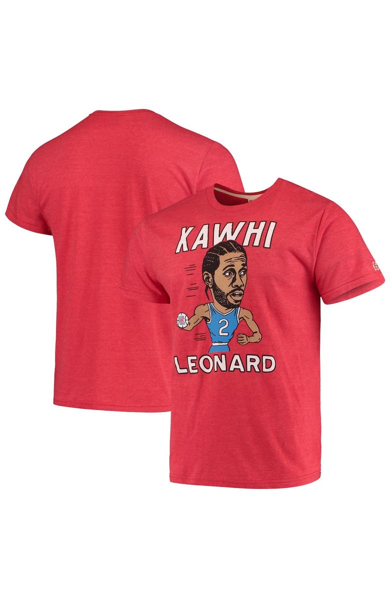 Homage Men's Kawhi Leonard Red LA Clippers Caricature Tri-Blend T-Shirt, Main, color, Red