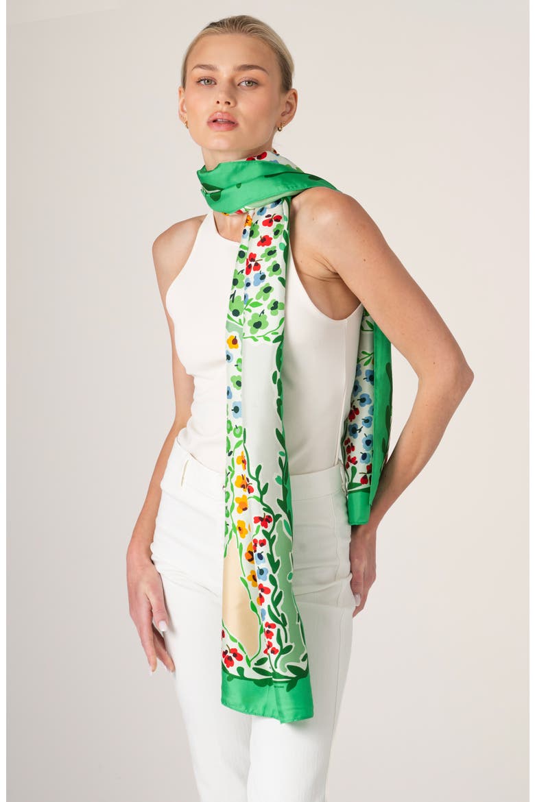 Garden Oblong Silk Scarf, Alternate, color, Green