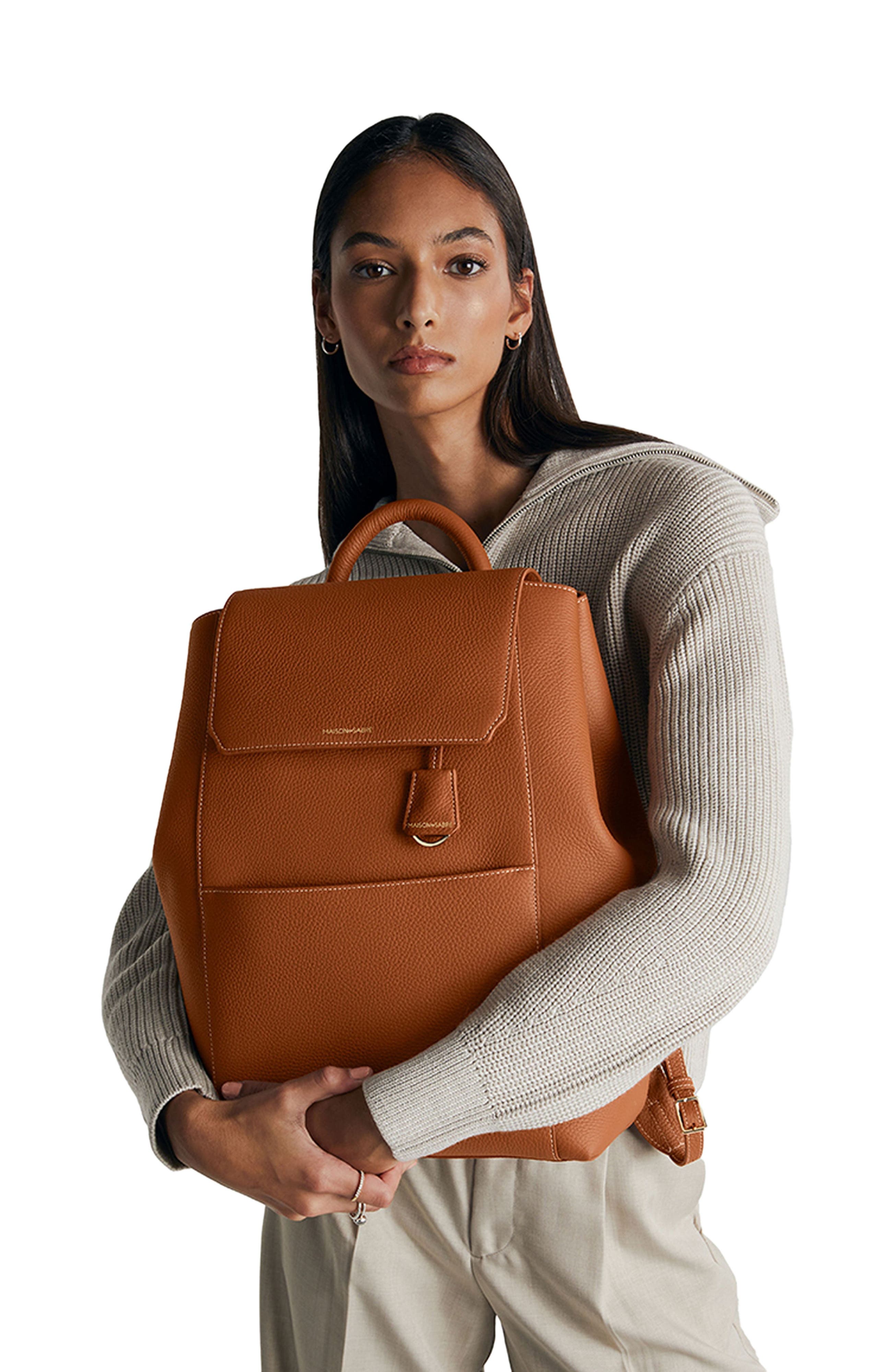 Large Leather Soft Backpack, Alternate, color, Pecan Brown