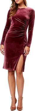 Love By Design Isla Velvet Front Slit Dress
