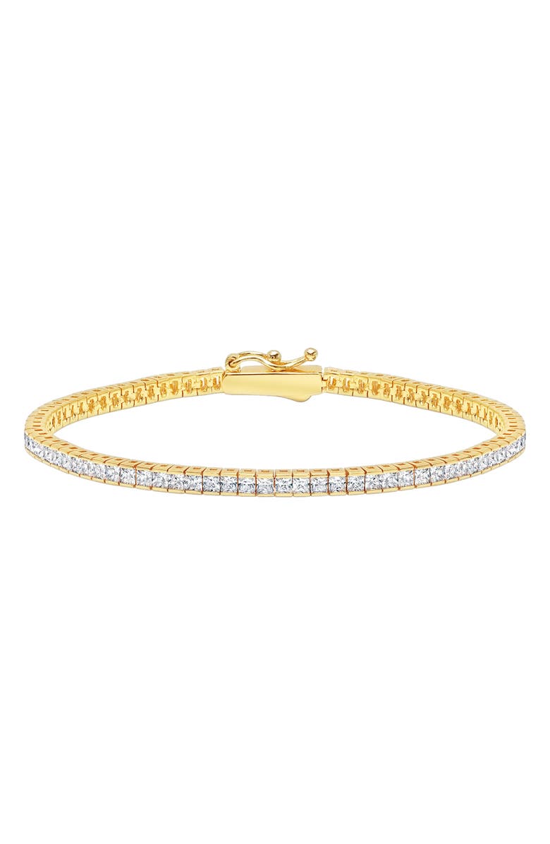 Crislu Princess Cubic Zirconia Tennis Bracelet, Main, color, Gold