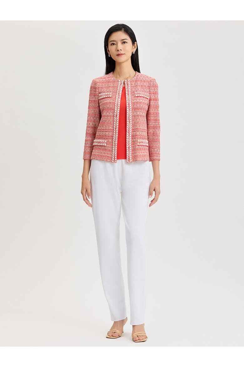 Heritage Whipstitch Trim Knit Jacket, Alternate, color, Cherry/Biscotti/Black/Ivory