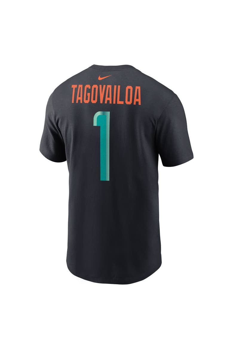 Men's Nike Tua Tagovailoa Pitch Blue Miami Dolphins 2025 Rivalries Collection Player Name & Number T-Shirt, Alternate, color, Navy