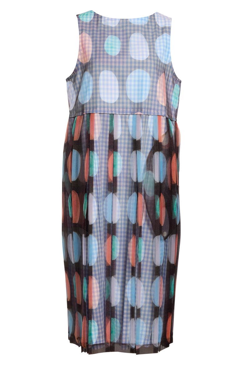 Mixed Media Organza Midi Dress, Alternate, color, BROWN X SAX/ WHITE
