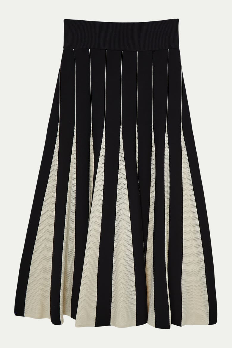 Pointelle Colour Block Pleated Skirt, Alternate, color, Mono