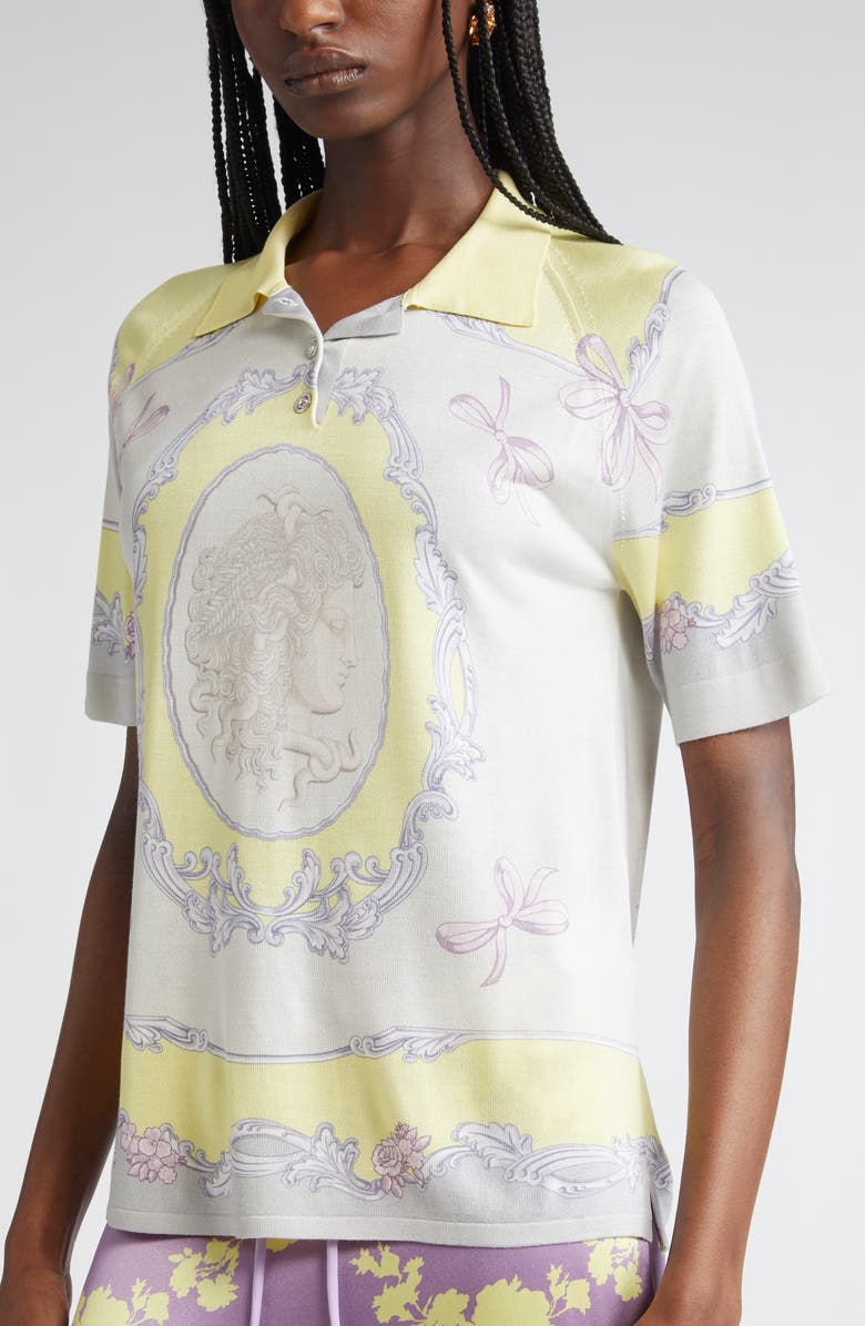 Versace Medusa Cameo Silk Polo, Alternate, color, 