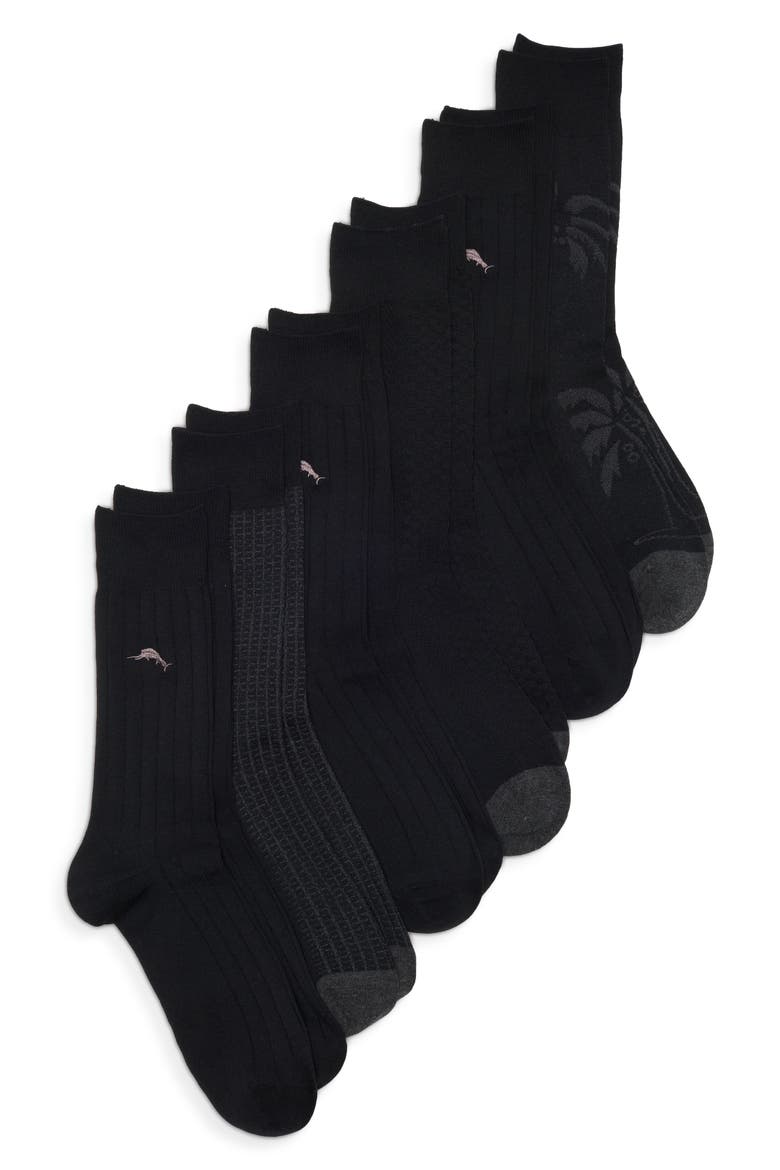 Assorted 6-Pack Textured Dress Socks, Main, color, BLACK